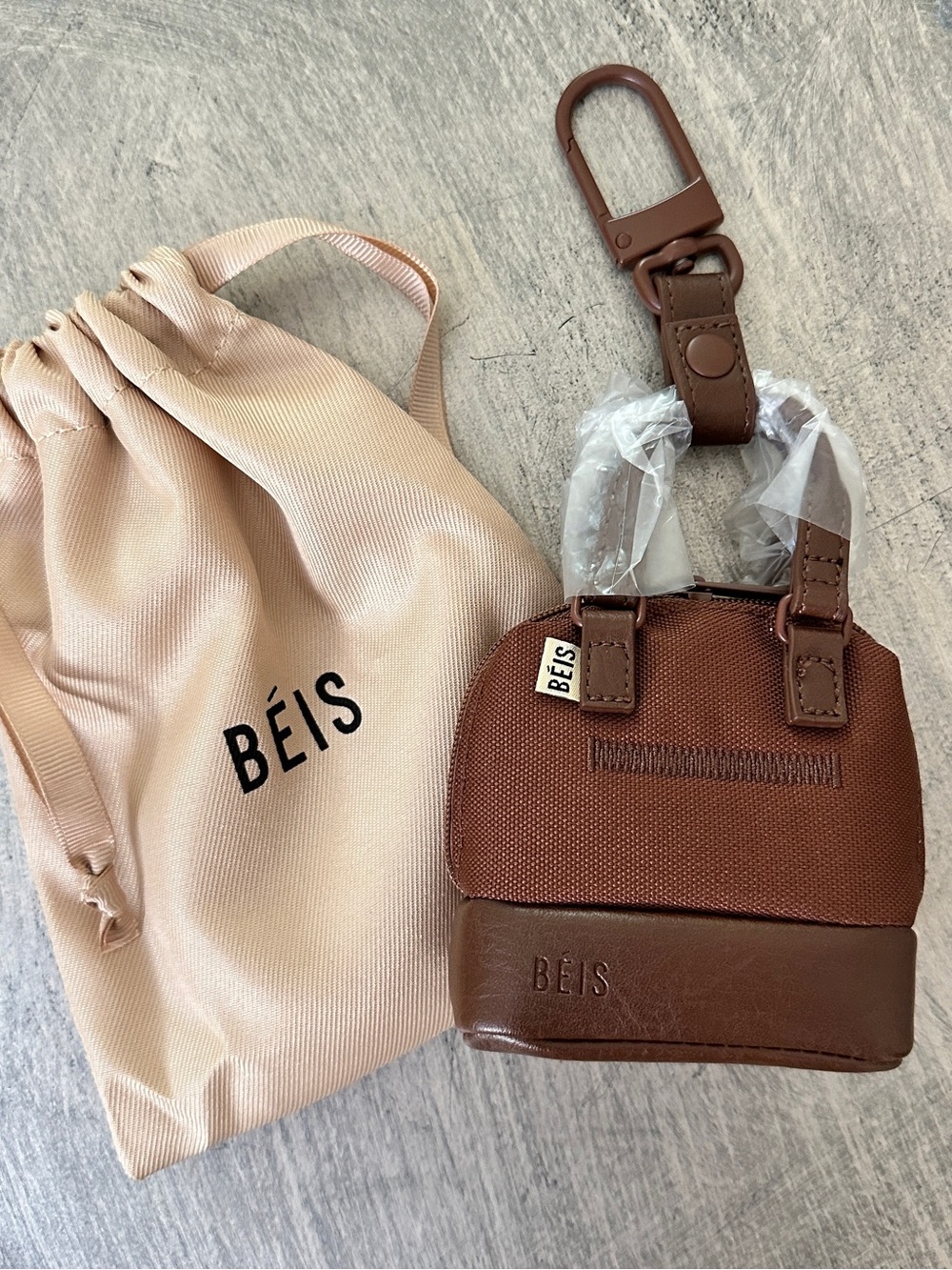 BEIS Brown Maple Weekender Micro / Mini Charm Accessory
